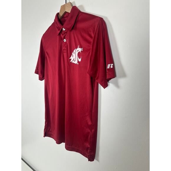 Russell Mens Washington State Cougars Short Sleeve Crimson Polo Shirt Size Small - Picture 4 of 7